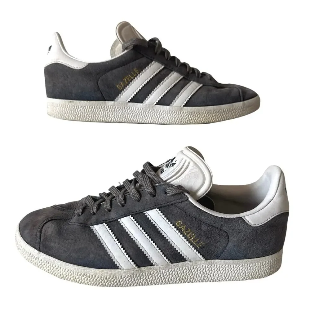 Adidas Originals Gazelle Grey White Gold Shoes Men's Size 7/Womens 8